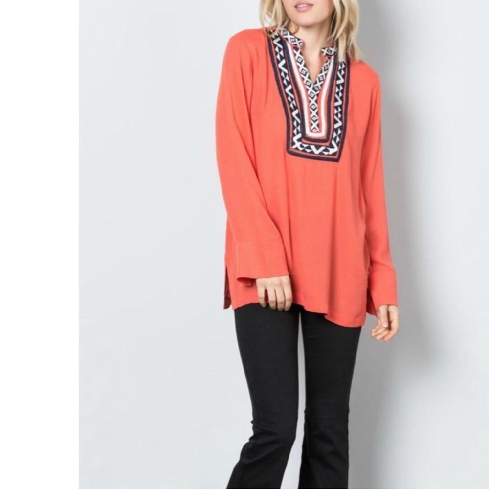 THML Embroidered Tunic Coral Size Medium